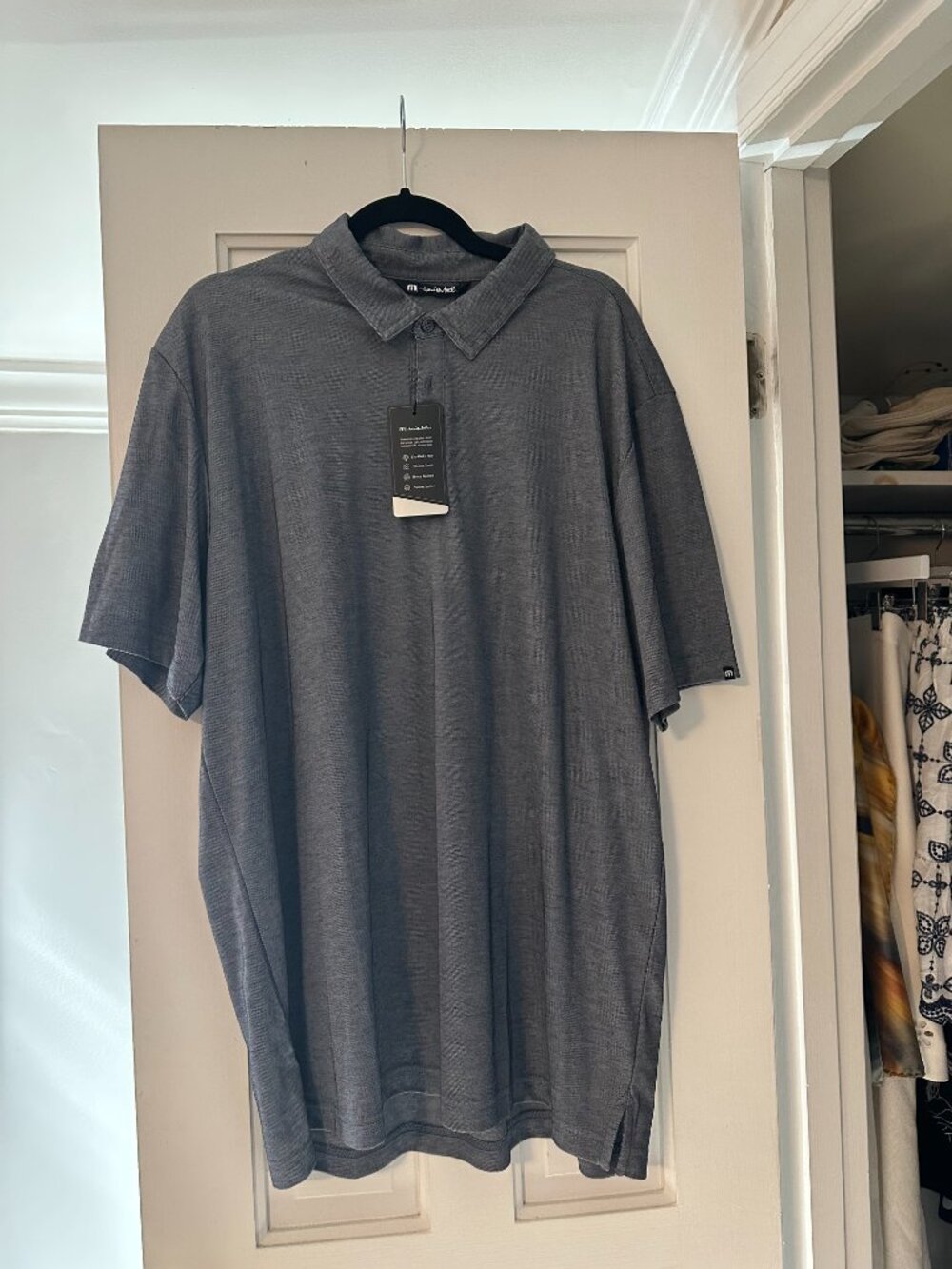 TravisMathew Men's XXL Polo Shirt NWT Heathered Gray Performance Golf Polo